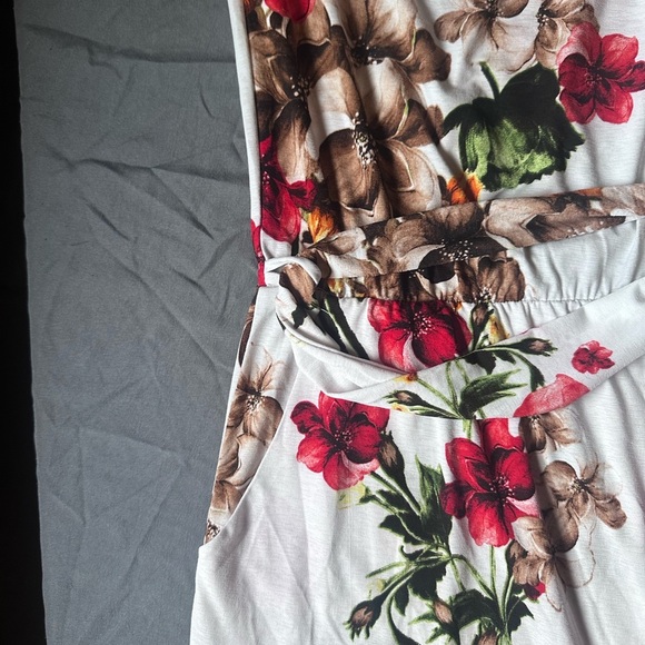 Strapless Floral Wide Leg Tie Waist Romper Jumpsuit Size XL - Picture 3 of 12